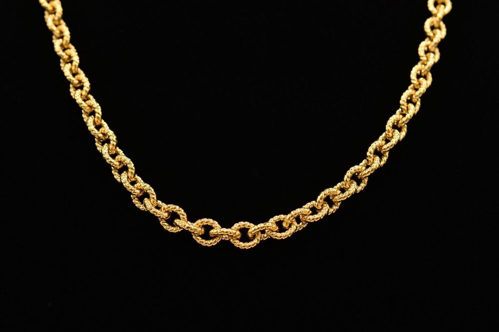 Givenchy Vintage Chain Necklace Metallic Yellow Gold Tone Chunky Signed Bin4B